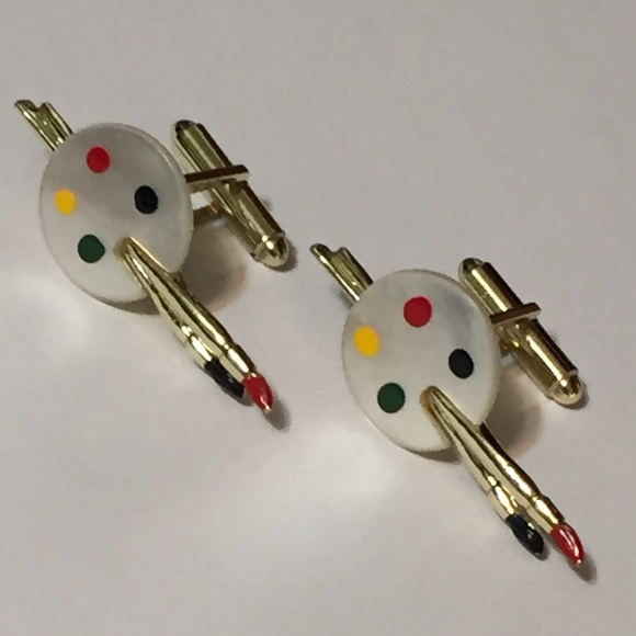 Accessories - Adorable artist palette and brushes cuff links